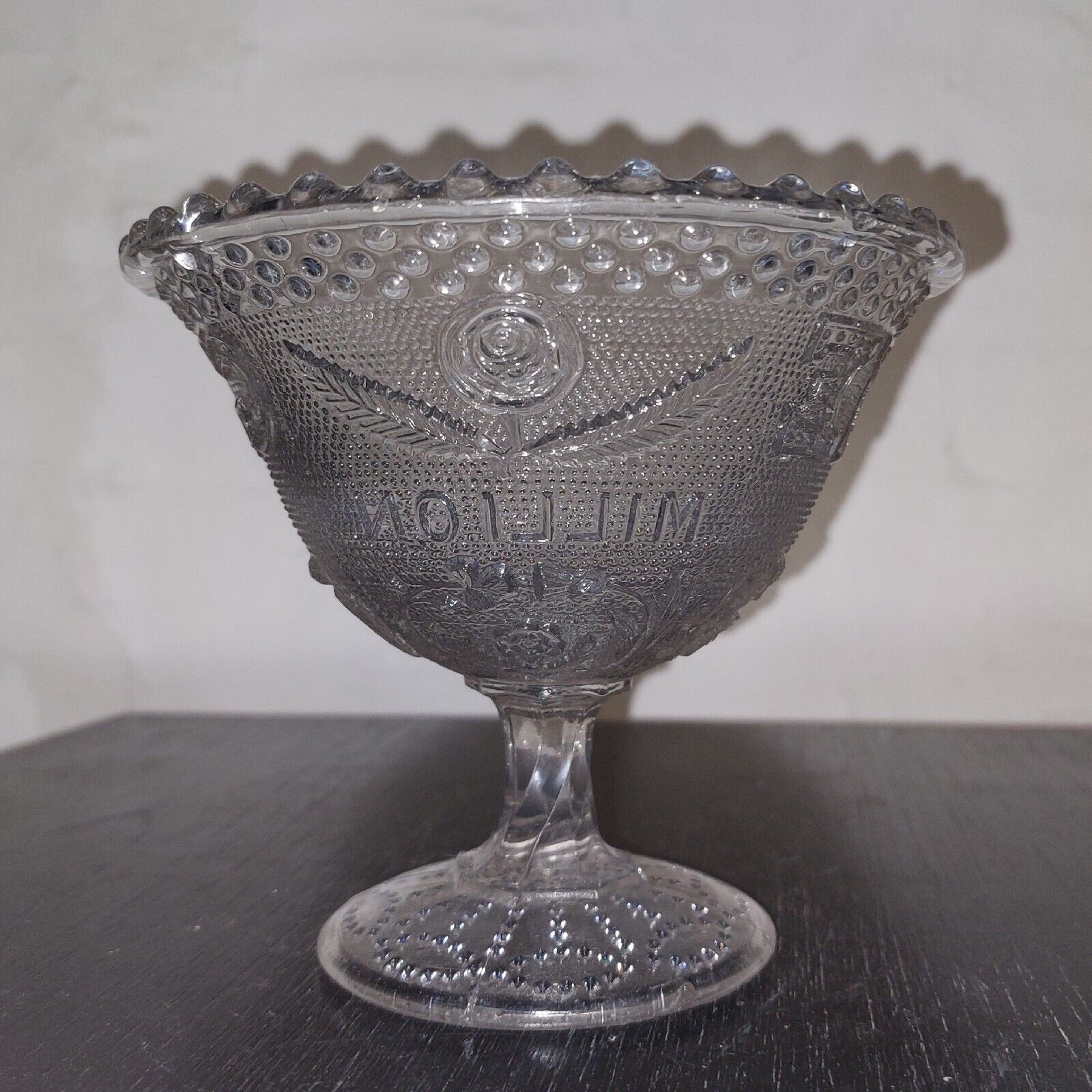 Gladstone for the Million glass pressed glass bowl on foot c 1890