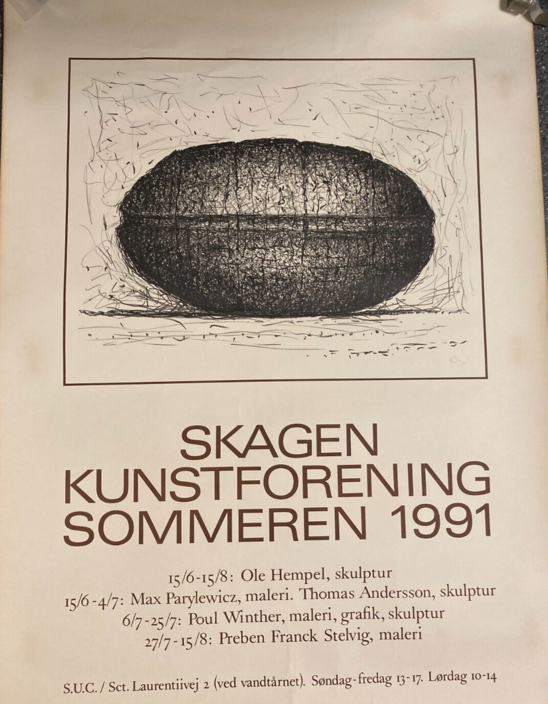 Summer Art Society Ole Hempel Danish Skagen 1991 Exhibition Poster 50x66cm