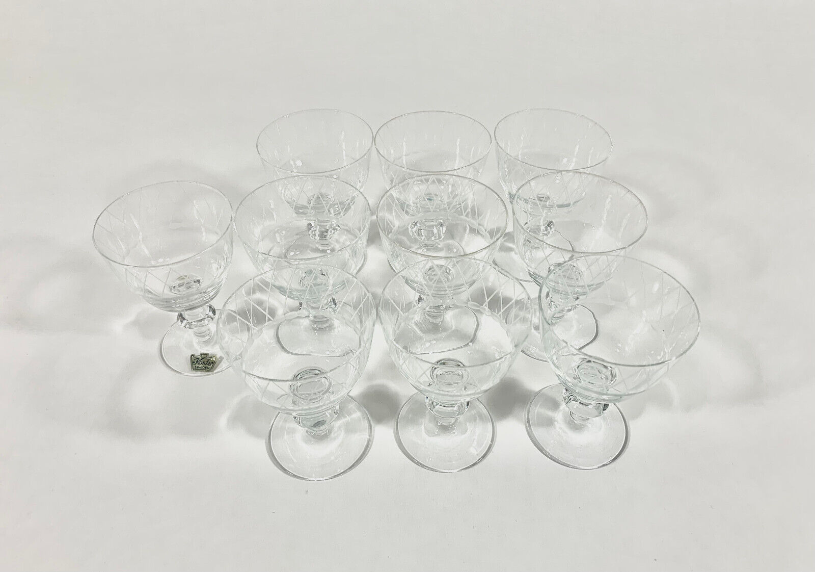 10x Kosta Boda Vicke Lindstrand Sickan Crystal Wine Water Goblet 9 cm