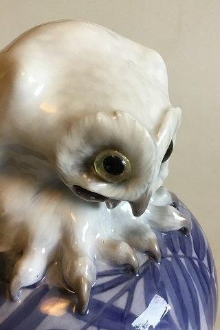 Royal Copenhagen Owl on Ball as a lamp from 1914