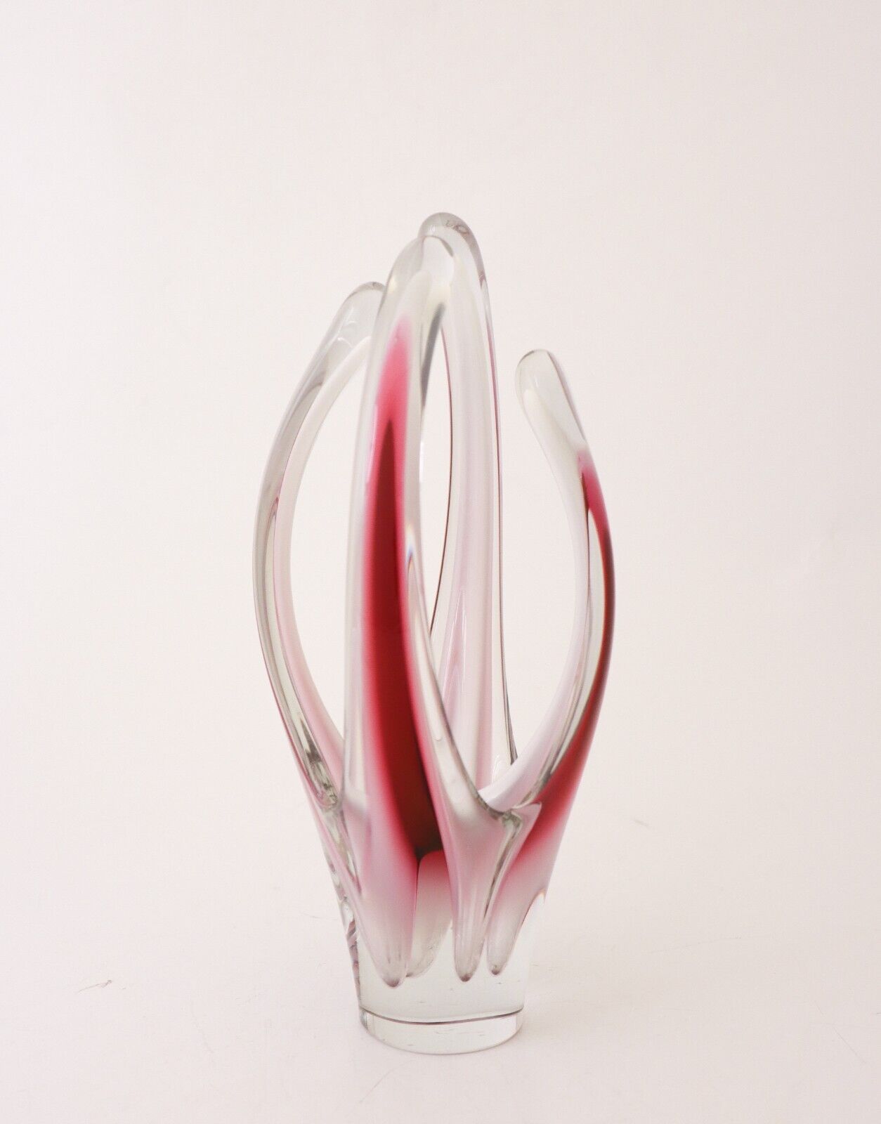 Pink Glass Vase Sculpture - Coquille - Paul Kedelv Flygsfors 1960 - Scandinavian