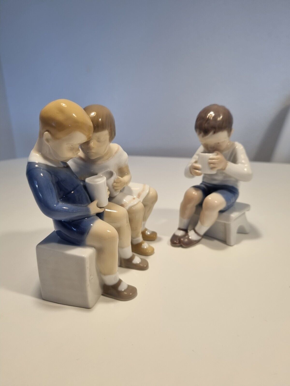 B  G Unfair Treatment ~ Boy  Girl Figurine #2175 children drinking milk andBoy