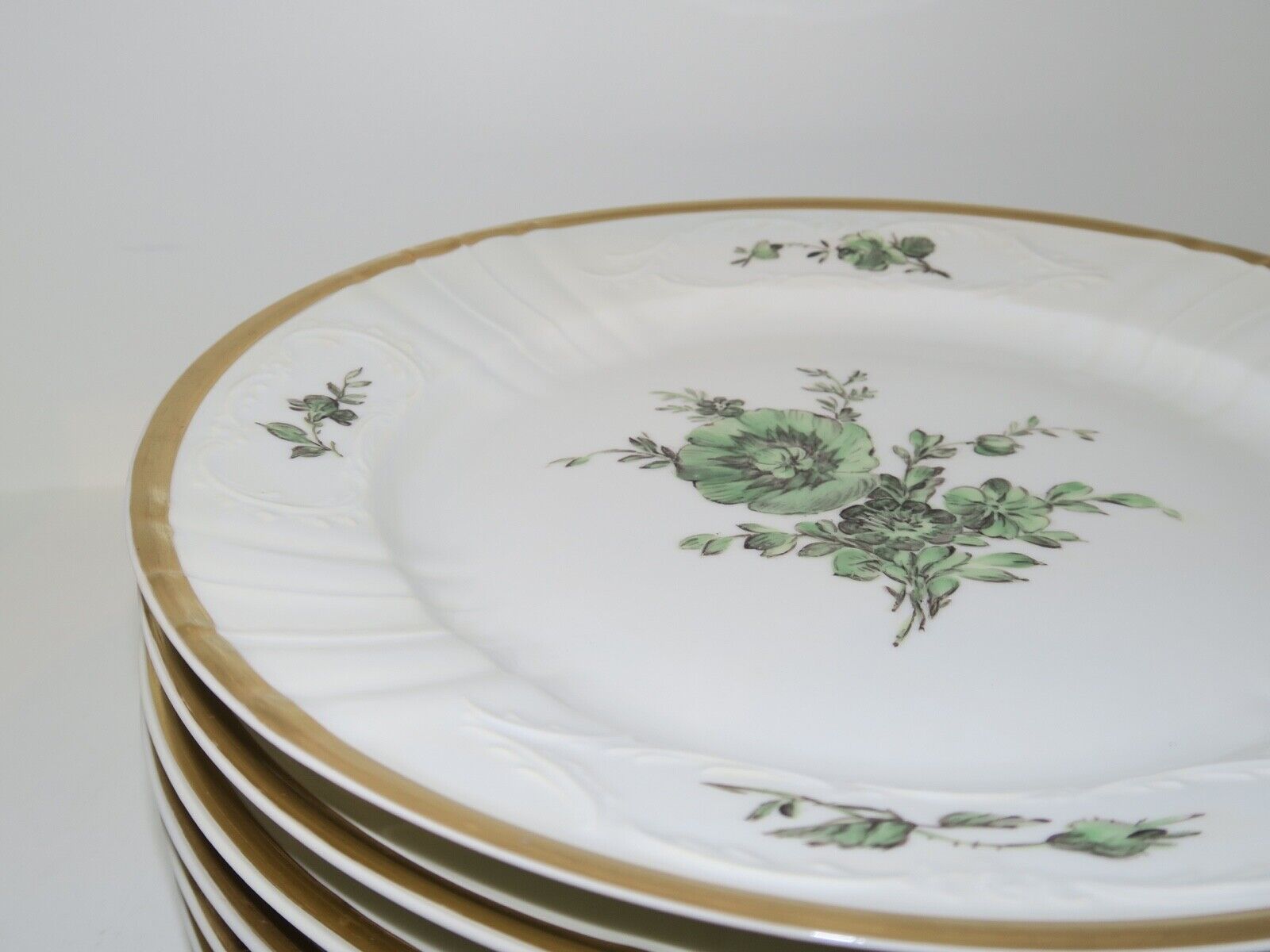 Royal Copenhagen Green Flower Juliane Marie with gold edge  Dinner plate