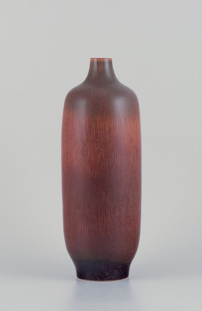 Carl Harry Stålhane for Rörstrand Sweden  Large vase with hare's fur glaze