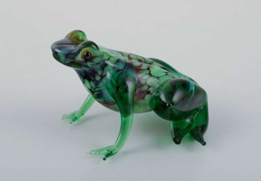 Murano Italy  Collection of five miniature glass figurines of frogs