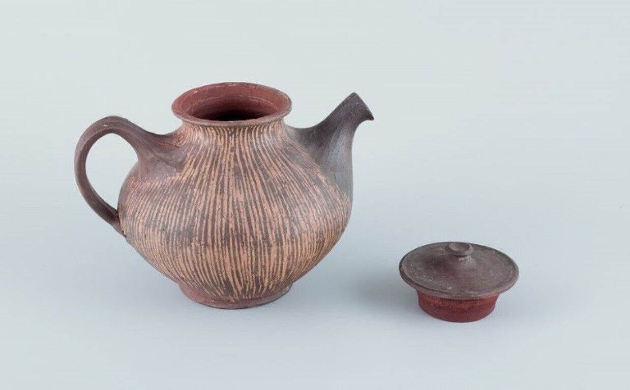 Gutte Eriksen own studio Denmark Unique ceramic teapot Ca 1970