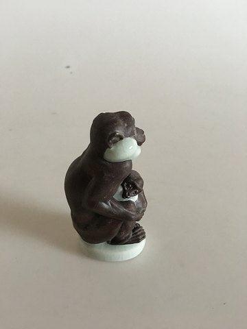 Royal Copenhagen Stoneware Jeanne Grut Monkey and Monkey with Young figurines