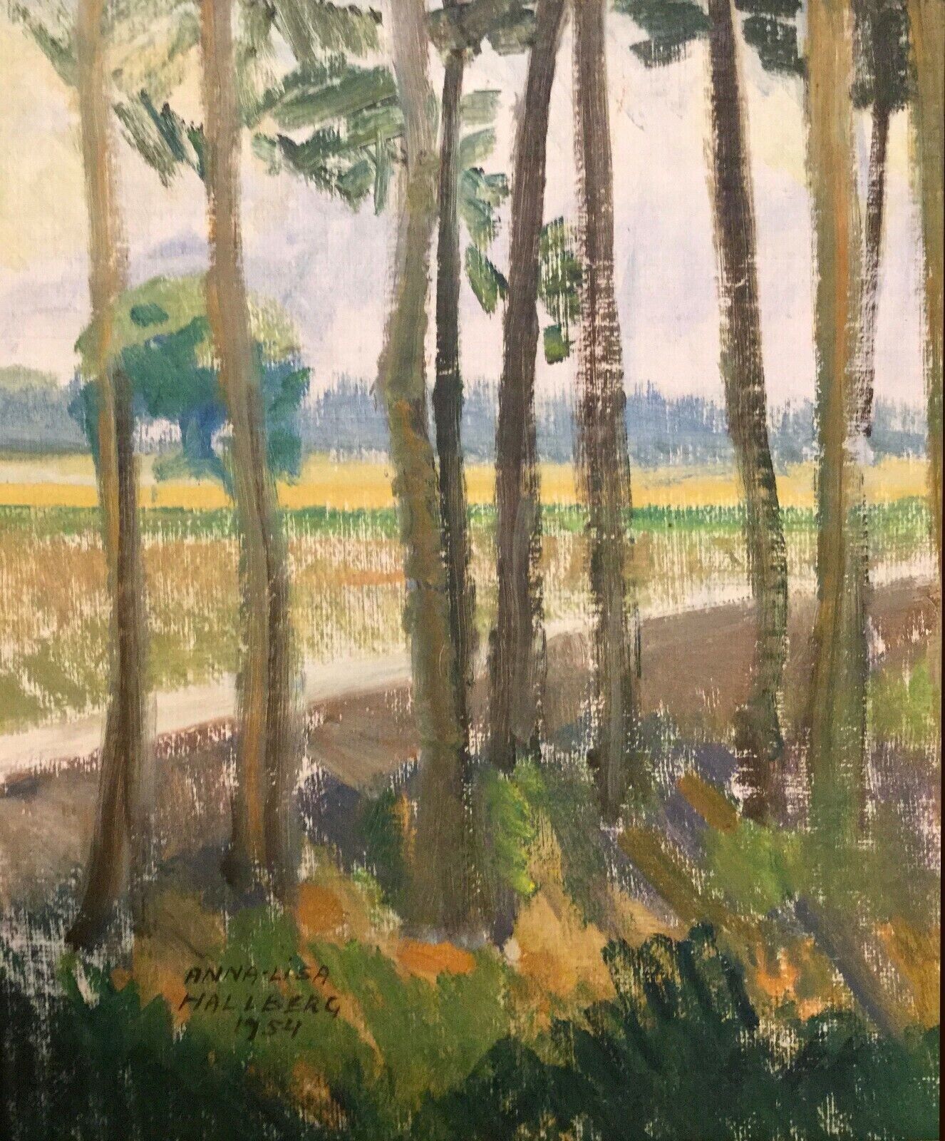 At the end of the forest oil painting signed and dated 1954