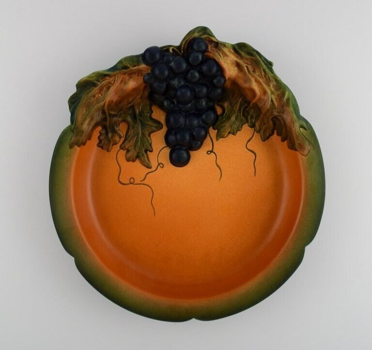 Ipsen's Denmark Art Nouveau dish in hand-painted ceramics with grape vine