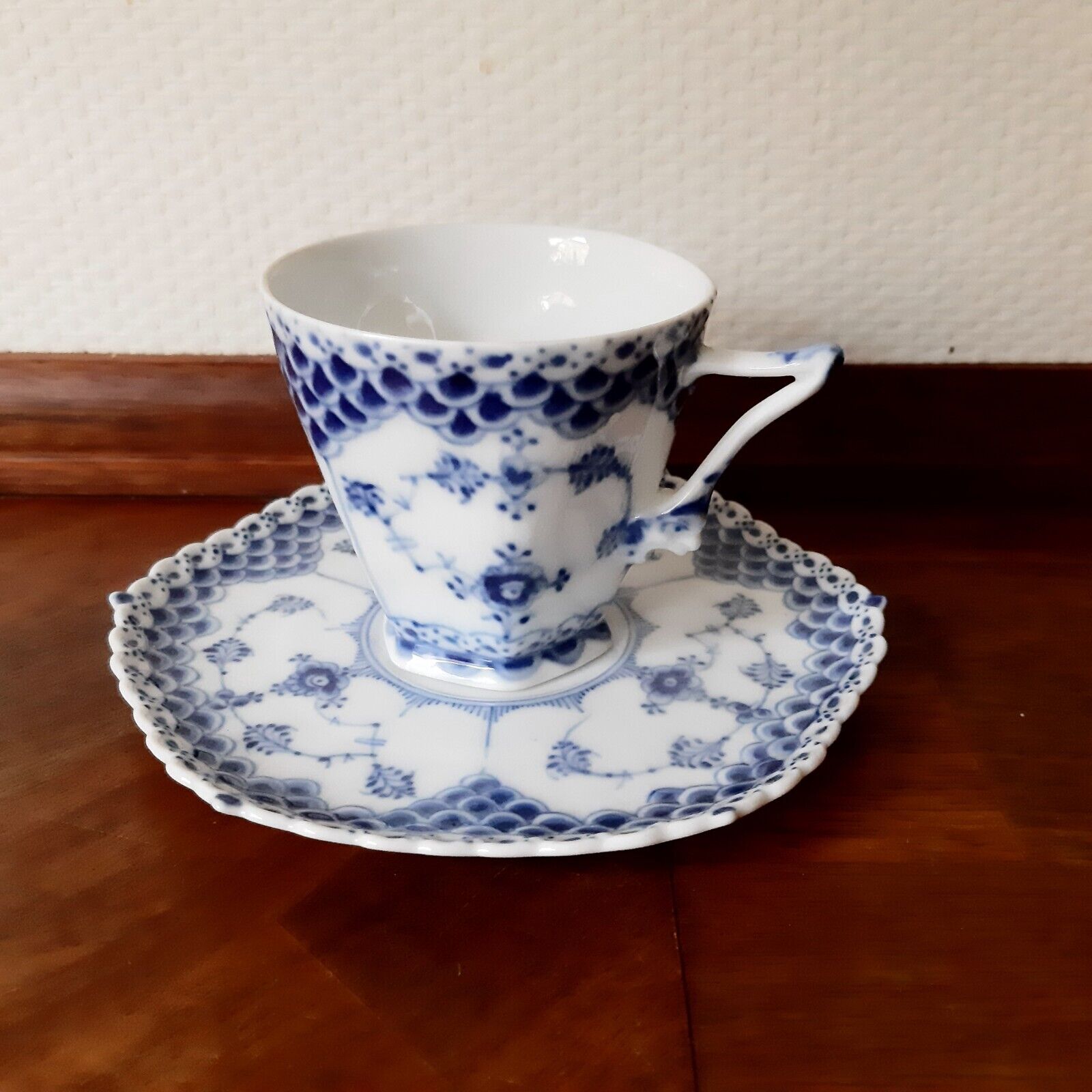 Old Coffee set BLUE FLUTED FULL LACE # 1-1036 Royal Copenhagen 1928 - 1936