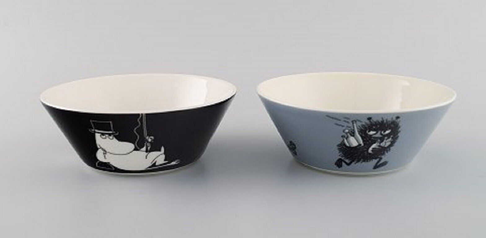 Arabia Finland Two porcelain bowls with motifs from "Moomin" Late 20th C