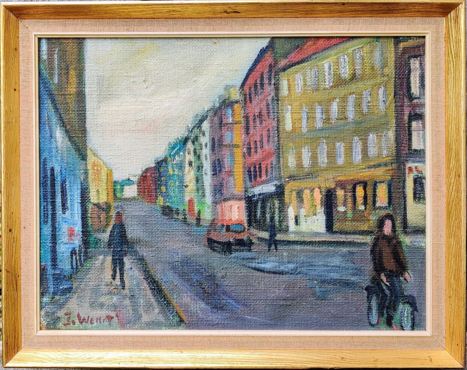 Joergen Wendt (1930-2007) STREET SCENE - original oil painting low shipping!!