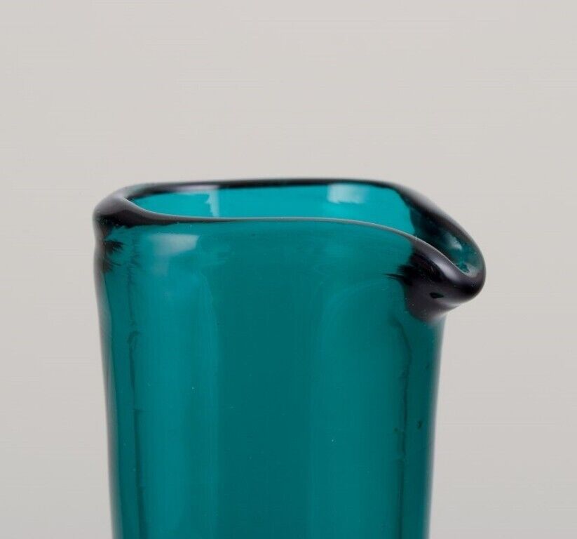 Nanny Still for Riihimäen Lasi Finland  Vase / bottle in turquoise glass 1960