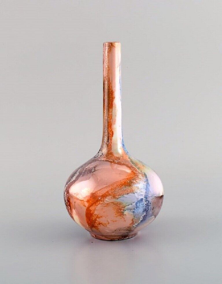 Arabia vase in glazed ceramics Beautiful glaze with multicolored marble effect