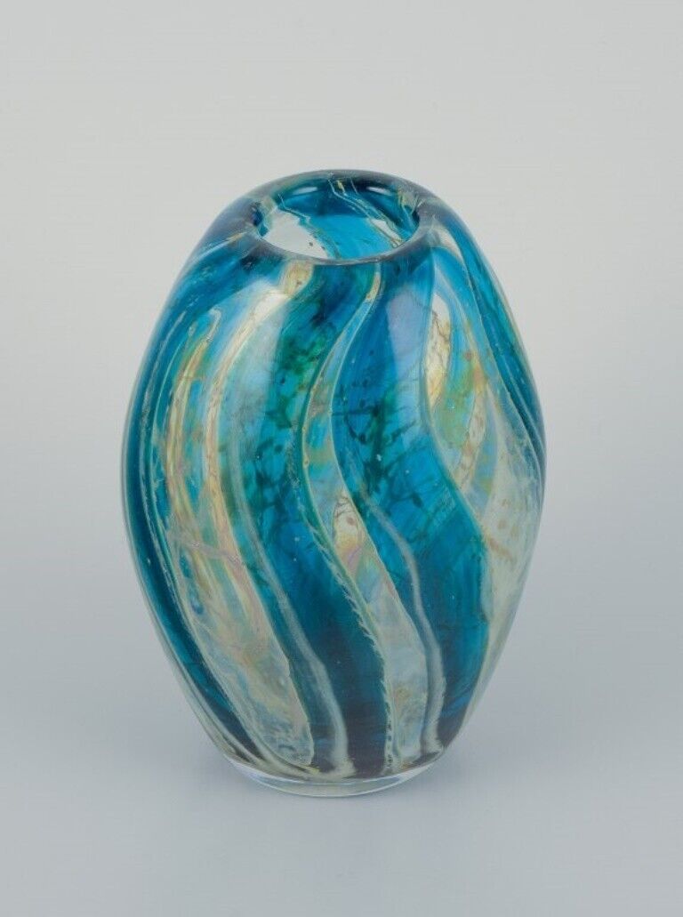 Italian glass artist unique art glass vase in modernist design  Circa 1980s