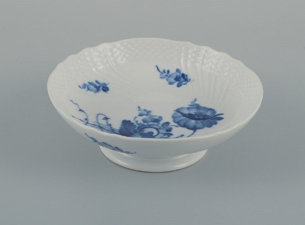 Two Royal Copenhagen Blue Flower curved a low stand and a dish