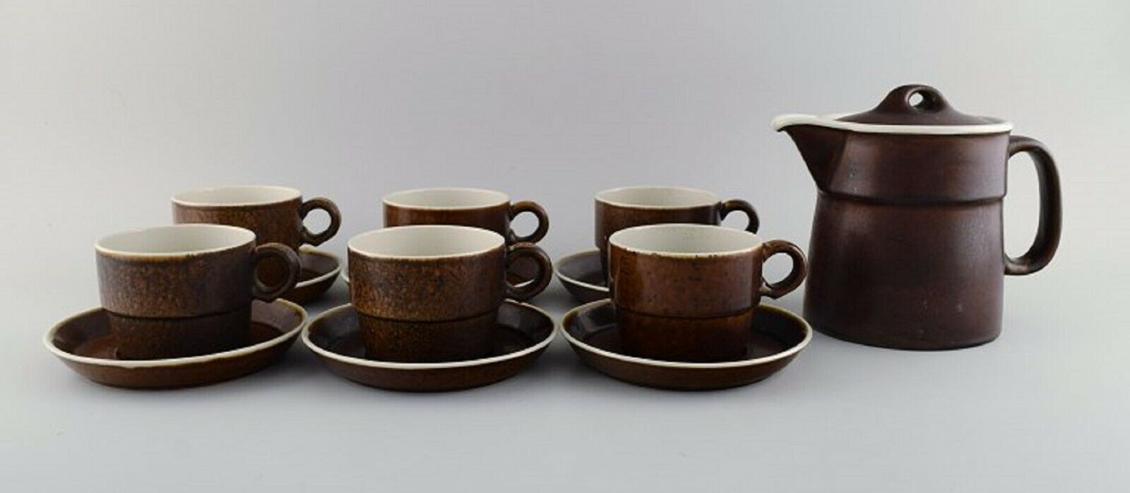 Stig Lindberg for Gustavsberg Coq Tea service for six people Rustic design