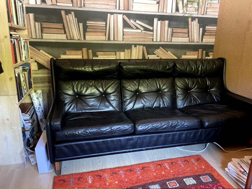 Retro norwegian leather sofa set 2 +3 mid centry « Lincoln» Sørliemøbler