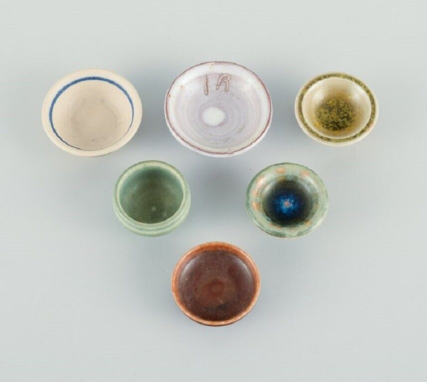 Swedish studio potters six miniature bowls Late 1900s