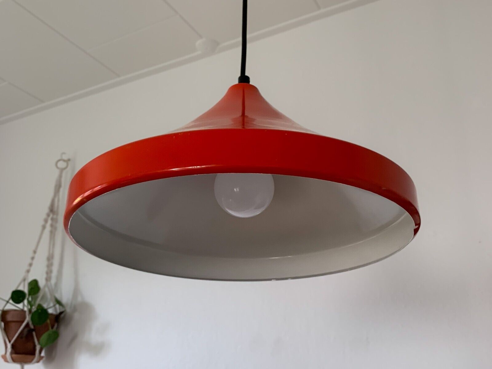 Retro Orange Cone Pendant Lamp - Vintage 80s | Industrial Lamp