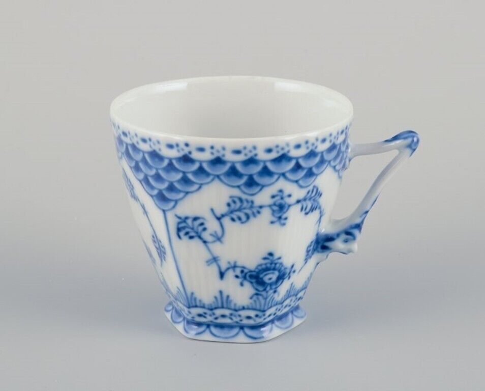 Royal Copenhagen Blue Fluted Full Lace Porcelain coffee cup with a saucer