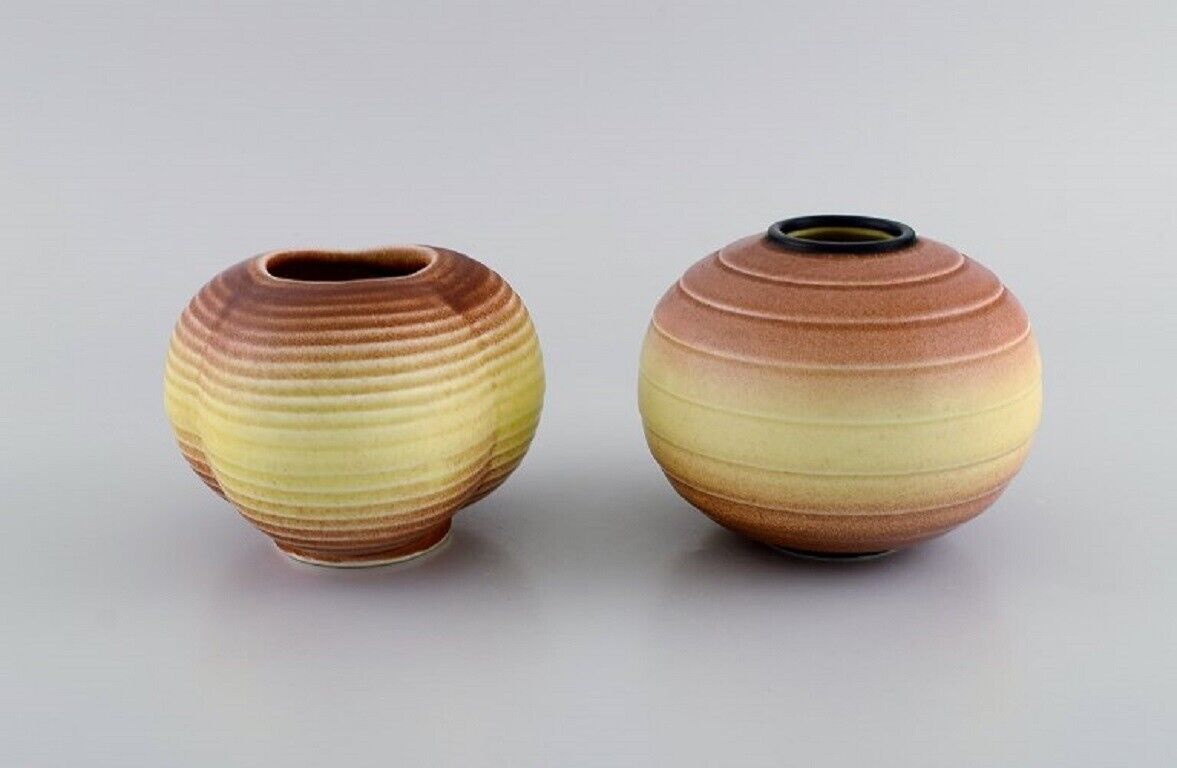 Gertrud Lönegren (1905–1970) for Rörstrand Two round vases in glazed ceramics