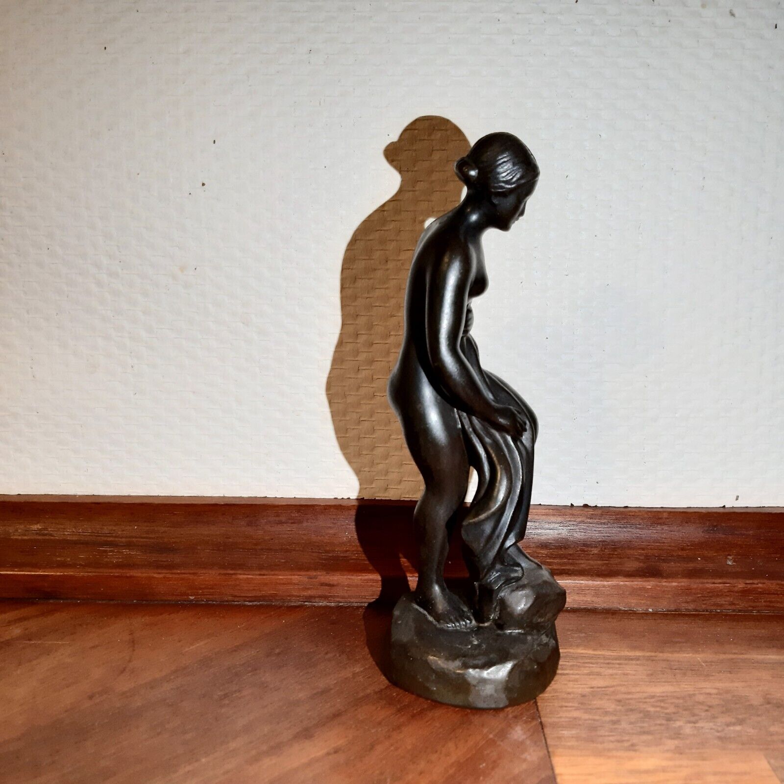 Woman Bathing Figurine # D 2100 Disco Metal JUST ANDERSEN Denmark Signed