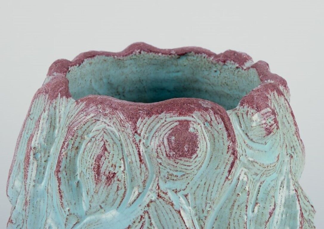 Mette Doller Svaneke Denmark Unique ceramic vase with turquoise glaze