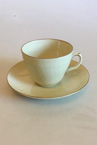 Royal Copenhagen Creme Curved with Gold (Pattern 1235) Coffee Cup and Saucer No