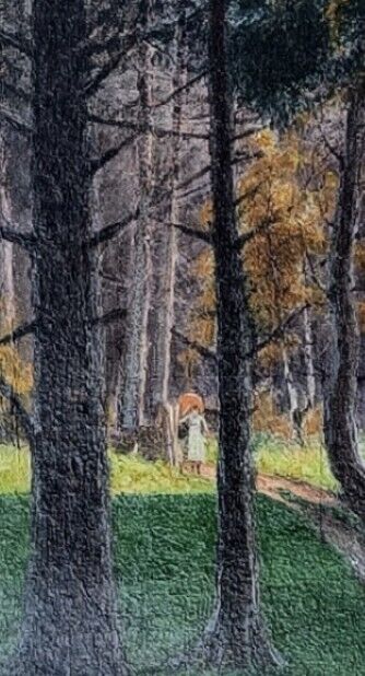 Fritz Stæhr-Olsen (1858-1922): WOMAN STROLLING IN FOREST