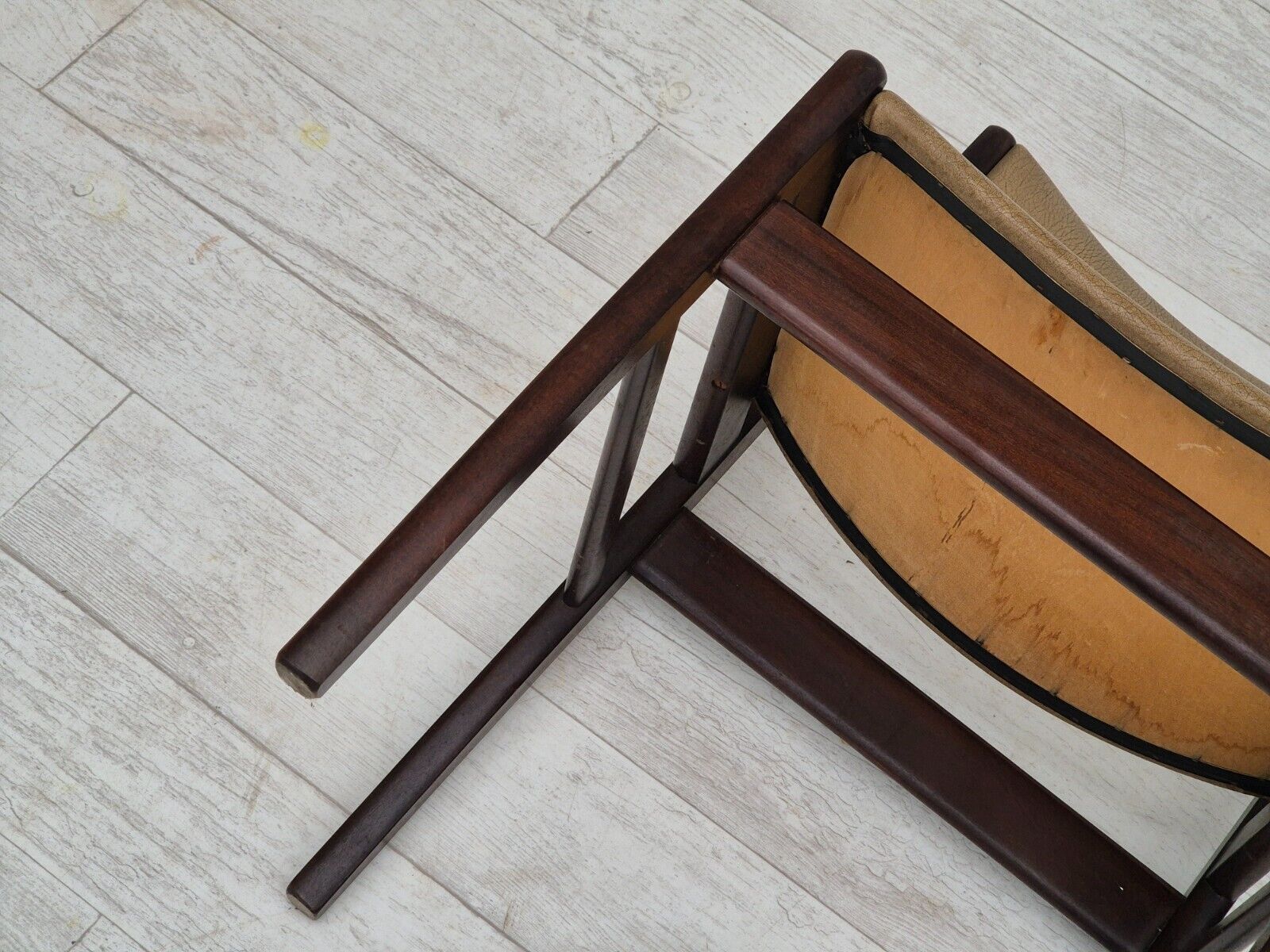 1970s set of 5 Danish dinning chairs original condition teak wood leather