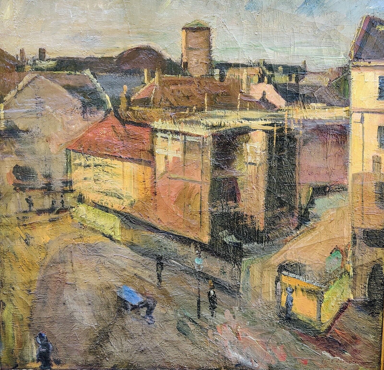 Lauritz Larsen (1898-1988): CITY SCENE original oil painting