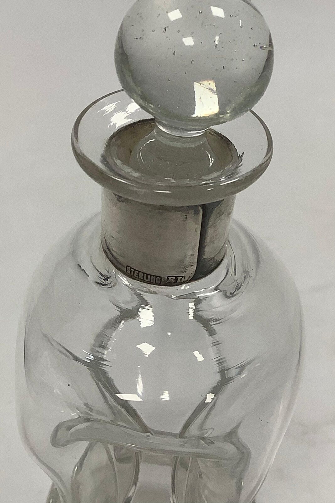 Holmegaard Dragsted Glass Carafe with silver ribbon