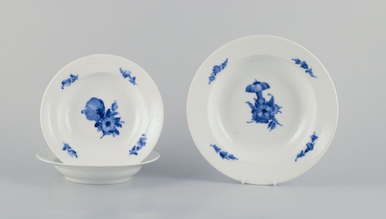 Royal Copenhagen Blue Flower Braided Three deep plates in porcelain