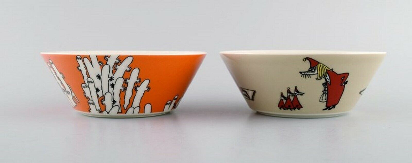 Arabia Finland Two porcelain bowls with motifs from "Moomin" Late 20th C