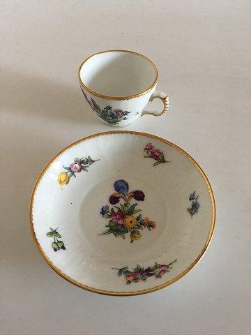 Royal Copenhagen Saxon Flower Coffee Cup and Deep Saucer No 1549