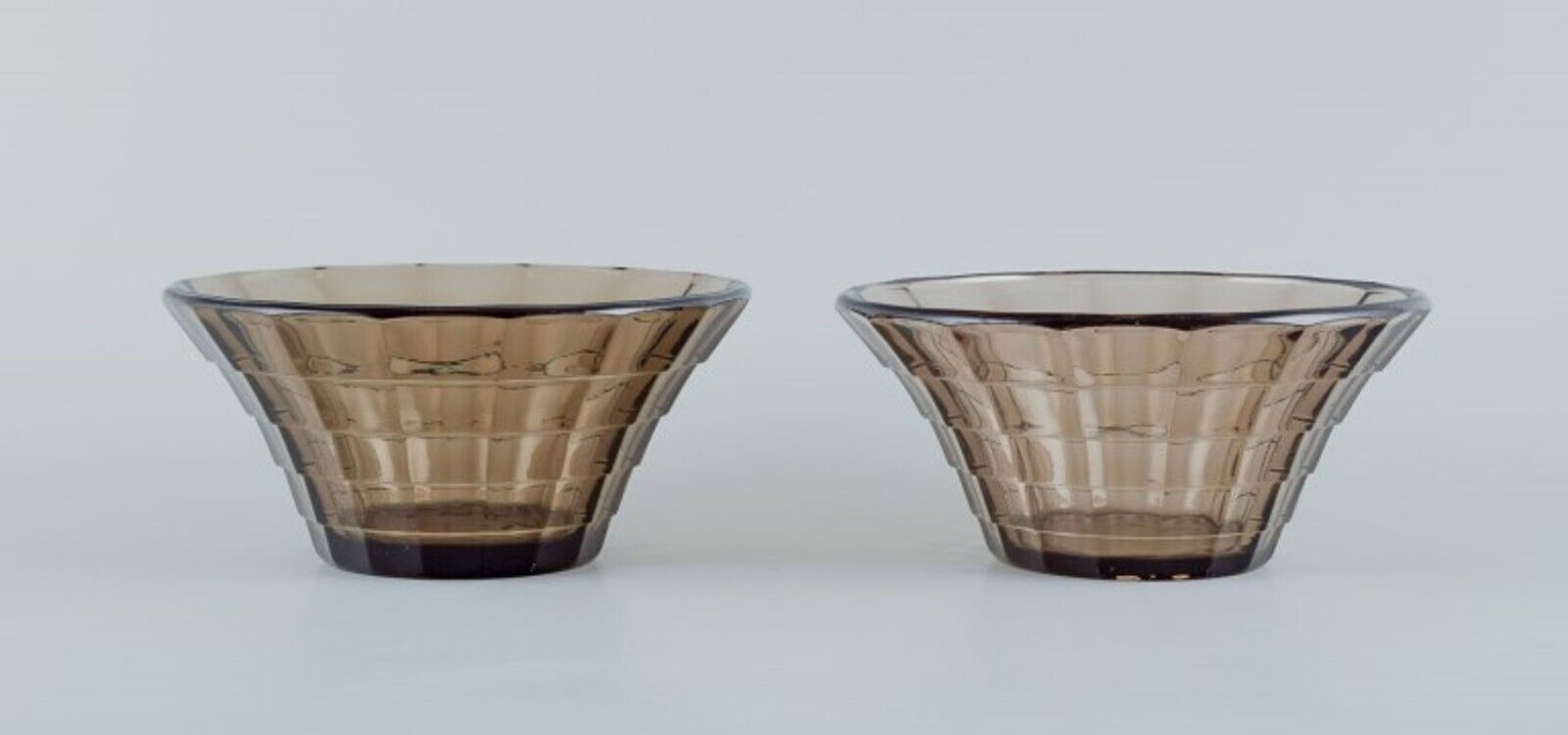 Simon Gate for Orrefors/Sandvik Two bowls in smoked coloured glass