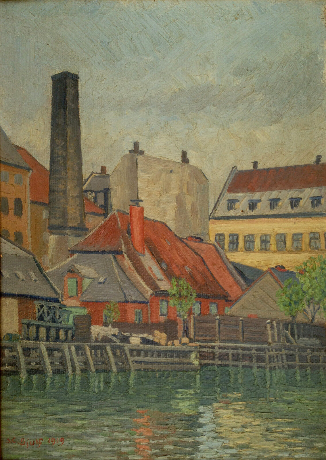 Soren Christian Bjulf (1890-1958): WATERFRONT of OLD CITY