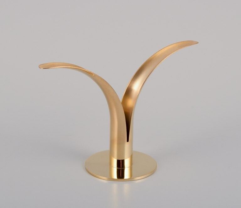 Skultuna pair of Liljan candle holders in brass Designed by Ivar Ålenius Björk