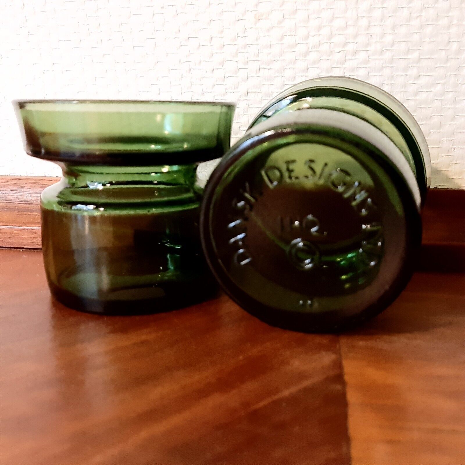 2 Green Glass Votives Candle Holders J H Quistgaard IHQ Dansk Designs Denmark