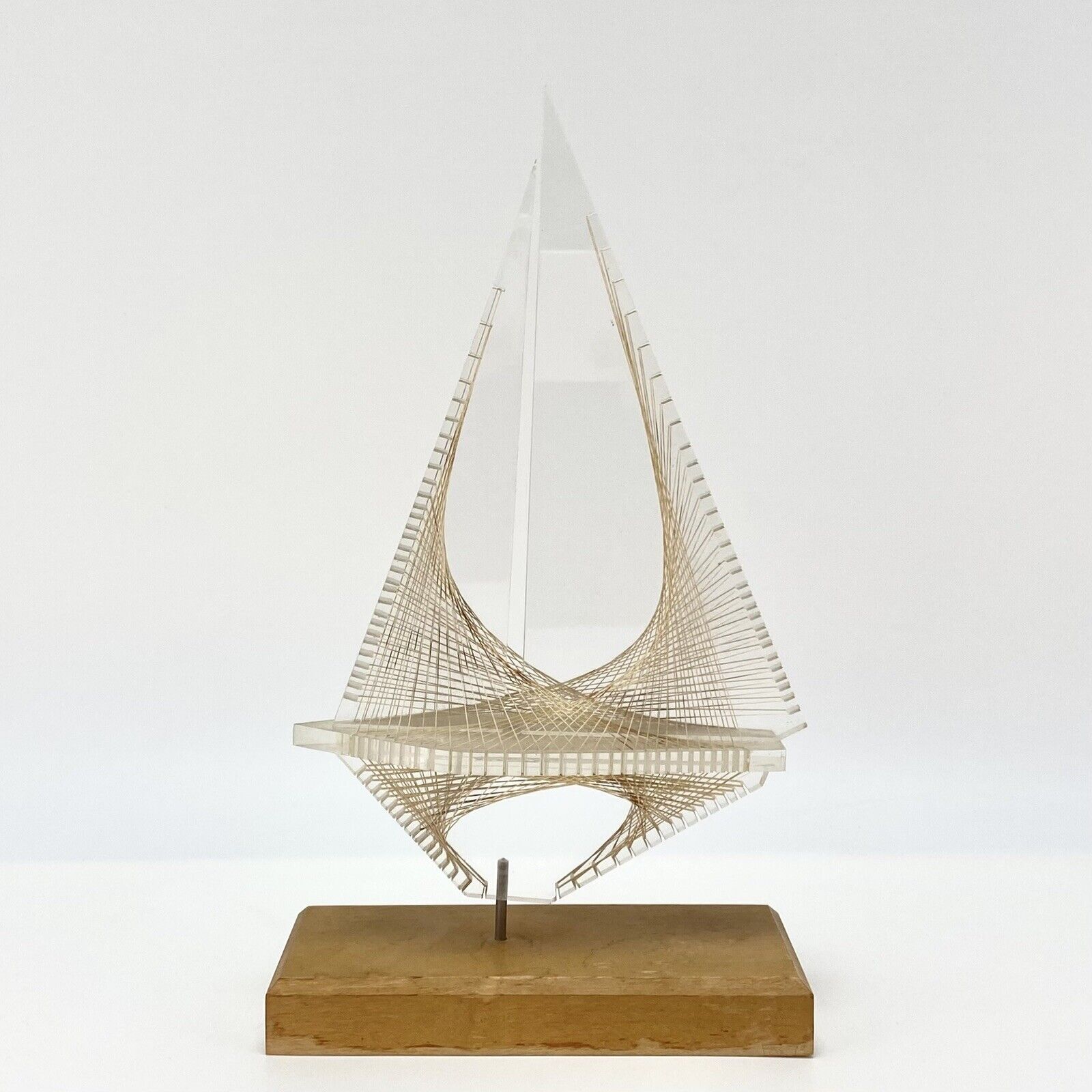 Vintage Mid Century Modern Ronald Fox String Lucite Sail Boat Sculpture Art