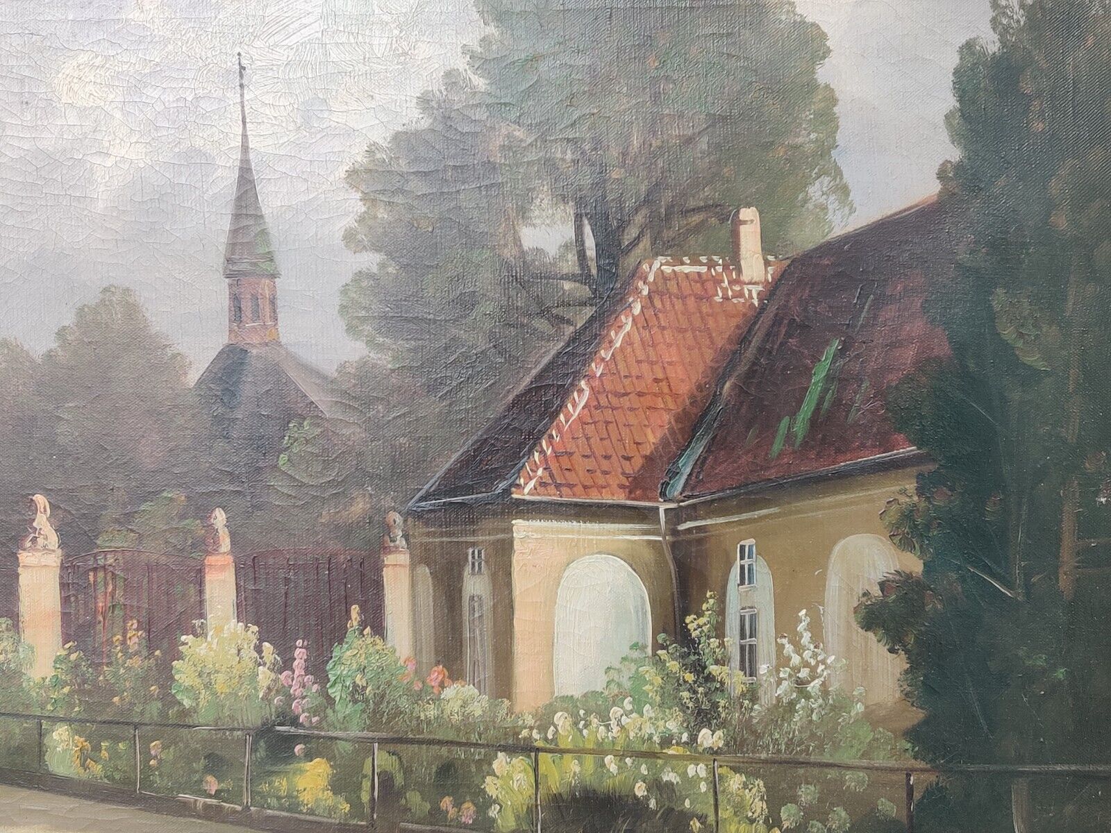 A Johansen: ENTRANCE TO FREDERIKSBERG GARDEN original oil painting