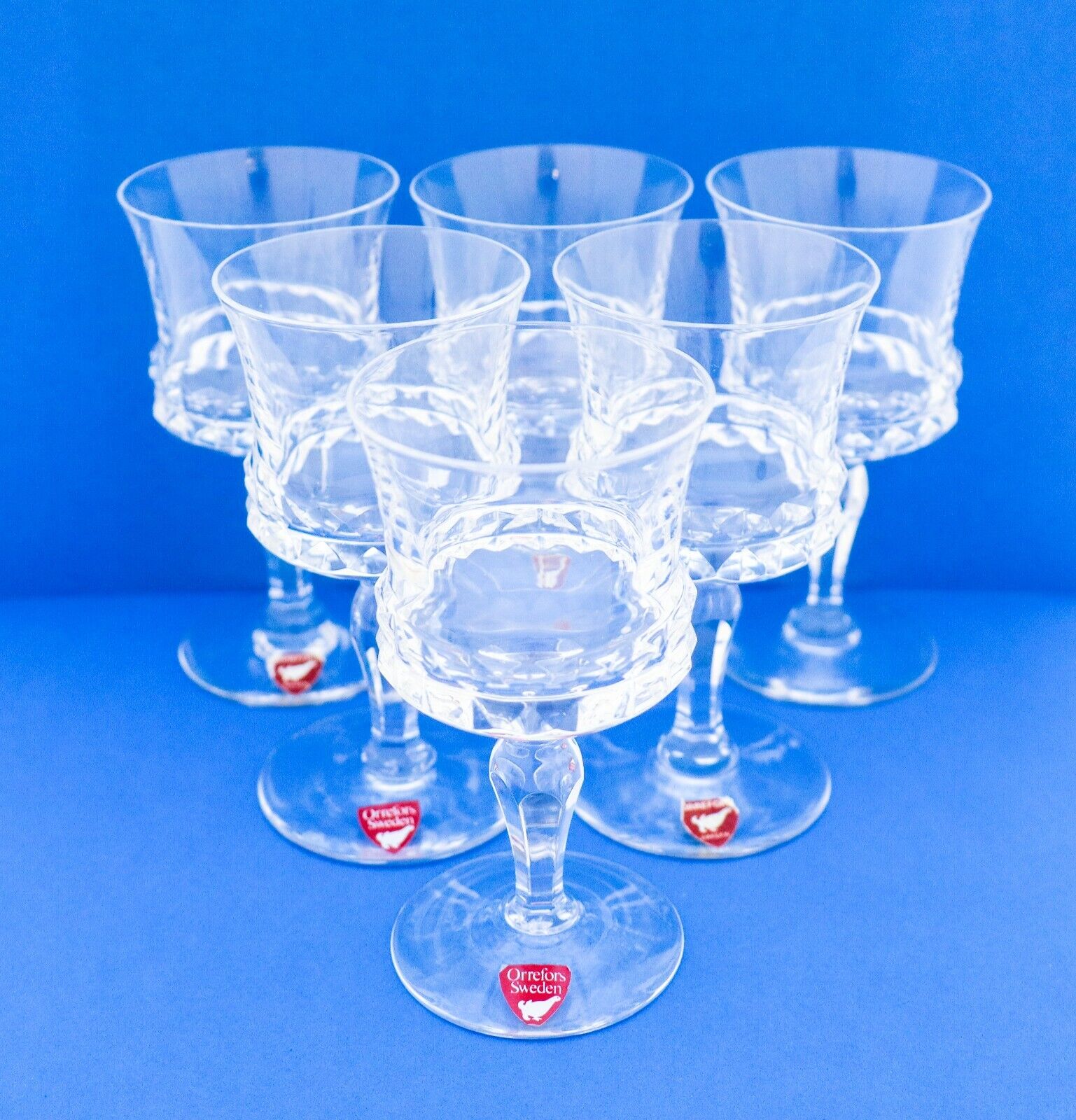 Set of 6 Crystal Shot Glasses Orrefors Sweden - Model Silvia by Ingeborg Lundin