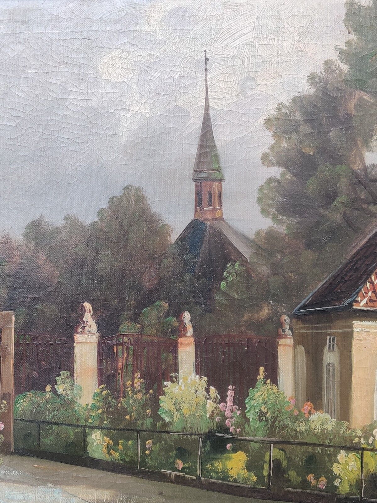 A Johansen: ENTRANCE TO FREDERIKSBERG GARDEN original oil painting