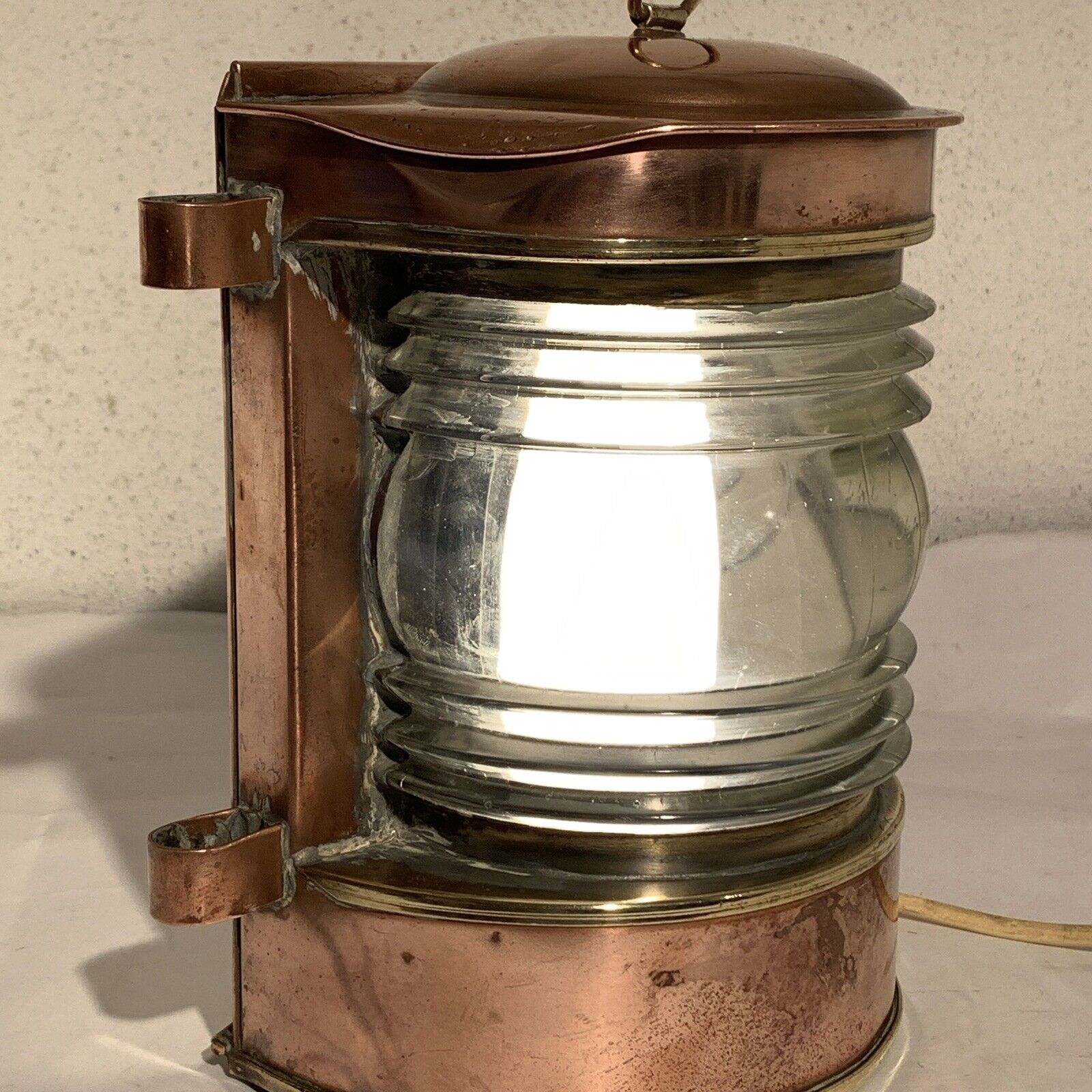 Old Danish copper ship's lantern with working light