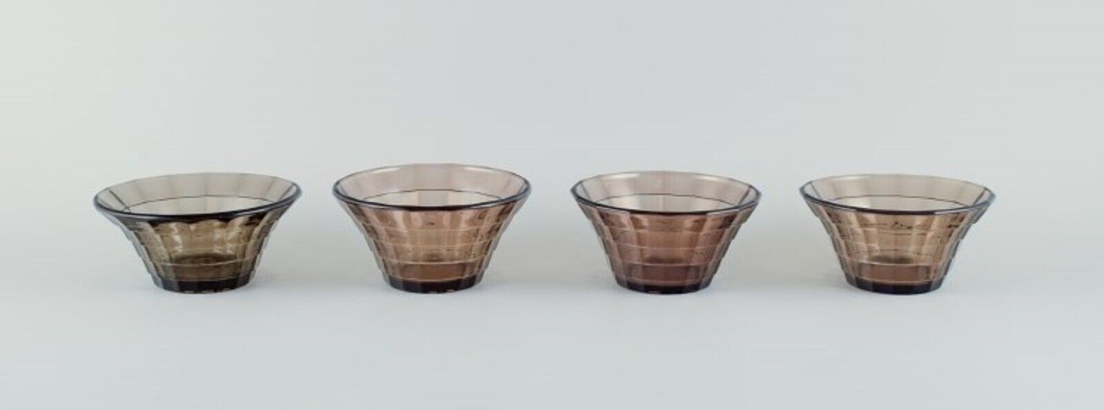 Simon Gate for Orrefors/Sandvik Four bowls in smoked coloured glass