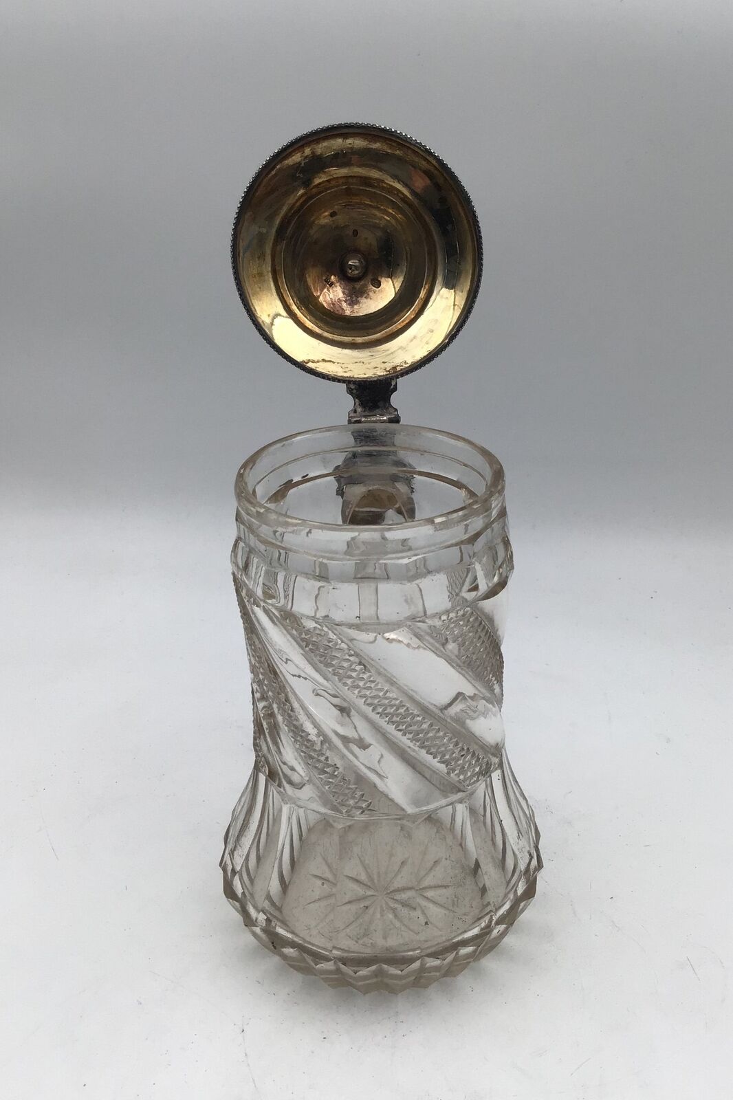 Glass Beer Mug with Silver Mounted Ornamental Lid