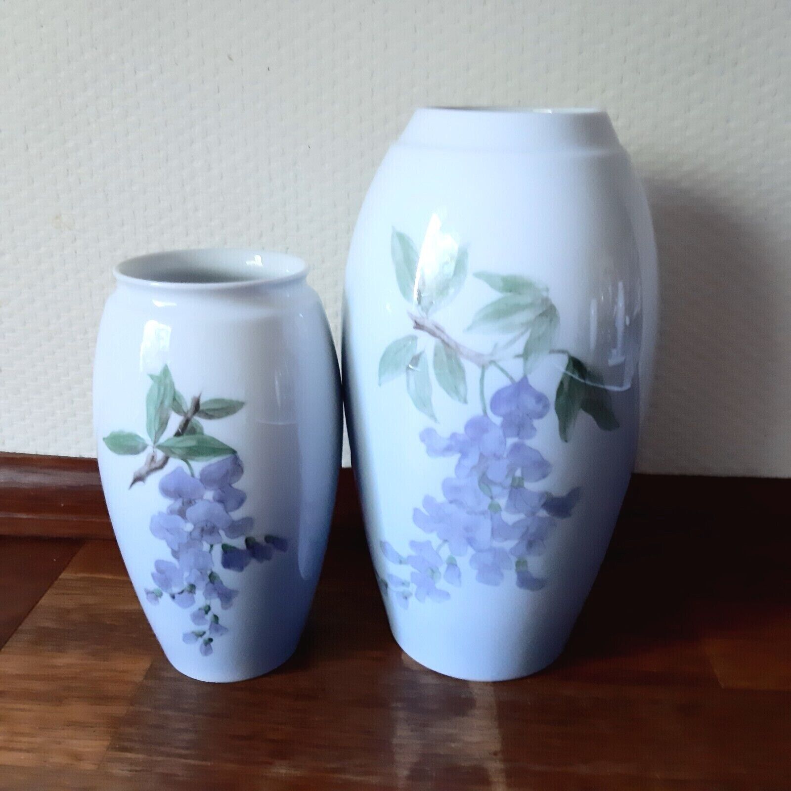 Pair of Floral vases # 72-251 & # 72-254 Bing & Grondahl Royal Copenhagen Fact 1