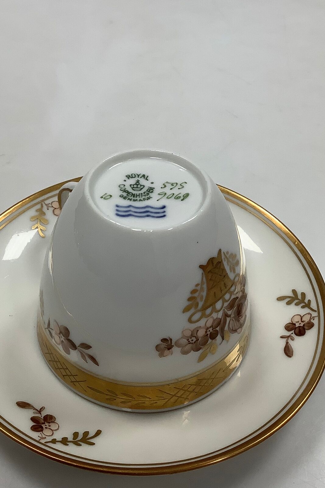 Royal Copenhagen Gold Basket Coffee Cup and Saucer No 9069