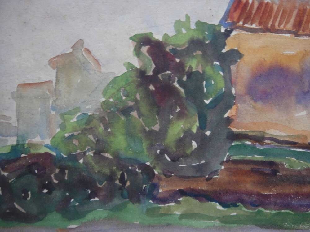 Emil Westman watercolor Italian farm Romi 1923 Pupil of Zorn and Zahrtmann